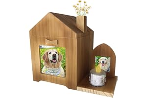 Umberdom 3 in 1 Pet Ashes Box Set, Wooden Urn Box Ashes Casket Keepsake Memorial Gift with Picture Frame, Cremation Box for Dogs Cats Rabbit Small Pet (Walnut Brown)