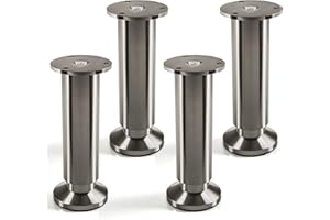 SOTECH 4er Set Möbelfüße Alpha verstellbar Stützfüße Edelstahloptik gebürstet, belastbar bis 250 Kg, Höhe: 150 mm von SO-TECH