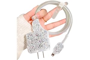 DiyGody Lussuose Kit di Caricabatterie Protezioni Compatibile con Phone, Protezione per Cavi di Ricarica con Paillettes Scintillanti, Antigoccia Impedisce del Cavo Tipo-C, Anti-Rottura da Cane Gatto
