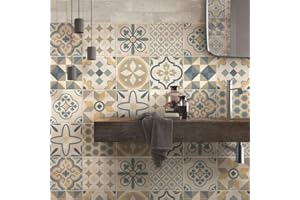 RE-COVERTILES - Adesivi per Piastrelle Bagno e Cucina 24 Pz 10x10 cm - PS00198 Decorazione murale in PVC impermeabile mattonelle mosaico stile cementine Azulejos