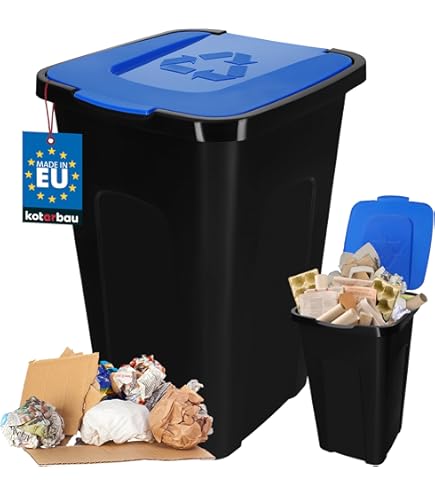 Zilver-zwarte Vuilnisbak-vuilnisemmer Kunststof 50 Liter   Vuilnisemmers Vuilnisbakken Prullenbakken   Kantoor Keuken Prullenbakken