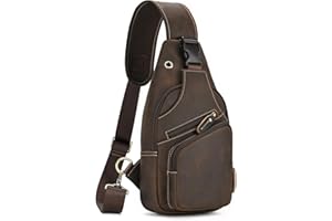 LUUFAN Herren Echtes Leder Sling Bag Brust Schulter Rucksack Crossbody Tasche für Casual Sport Wandern Reisen