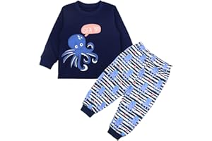 SAMGU Pigiama da 2 Pezzi di Dinosauro per Bambino Maniche Lunghe per Ragazzi Cotone Due Pezzi Impostato 1-5 Anni