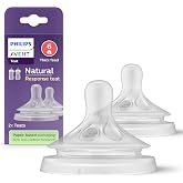 Philips Avent Tetina de biber&oacute;n Natural Response: 2 tetinas de biber&oacute;n Philips, sin BPA para beb&eacute;s de 6 meses o m&aacute;s (modelo S