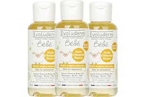 EVOLUDERM - Huile d’Amande Douce Bébé - Nourrit - Adoucit - Protège - 100 ml - 99,6% d'Origine Naturelle - Végan - Fabrication Française - Lot de 3 x 100 ml
