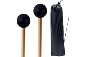 VIXXNOXX 2 Pcs Rubber Bell Drum Mallets, 15 Inches Glockenspiel Sticks with Drumsticks Bag, Percussion Instrument Accessories for Timpani, Steel Drum, Marimba, Xylophone, Hand pan,Ideal for Beginners