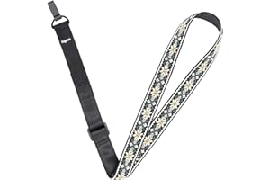 Rayzm Żakardowy Pasek na Ukulele - Haftowany, Regulowany, Krzyżowy Bez Guzików