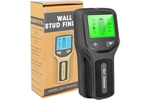 Shkalacar Cyfrowy lokalizator 5 w 1, elektroniczny skaner ścienny z wyświetlaczem HD LCD, ostrzeżenie akustyczne, skaner ścienny do lokalizowania przewodów elektrycznych, belek drewnianych (czarny)