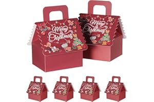 HSEAMALL 20PCS Christmas Party Gift Box Small Favour Boxes Wedding Sweet Candy Treat Cake Boxes for Guests Presents Birthday Xmas Chirstmas Gift Packaging Advent Calendar DIY (Red, Large gift box)