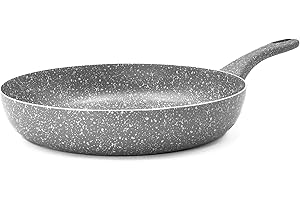 Zanetti Pietra Rara Padella Antiaderente Padella con Alluminio Manico Soft Touch Alta Resistenza, 30 cm Diametro, colore Grigio, Made in Italy