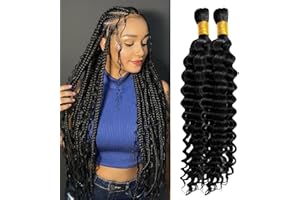 WENYAN Human Braiding Hair Boho Braids Meches Human Hair 100g (2 Bundles x 50g) Deep Wave Bulk Hair Tissage Naturel Cheveux Humain Bresilien No Weft Meche Bresilienne Naturelle Couleur (18 18 Pouces)
