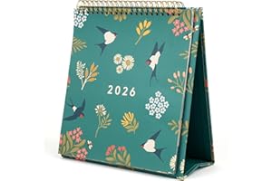 HAGUE 2026 Premium Desk Calendar Featuring A Beautiful Pattern and Freestanding Desktop Calendar Design with Easy Flip Pages | All UK & World Holidays & Dates Included with Note Space