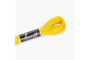 Luca-S Stranded Cotton Thread for Hand Embroidery, 8 Meter skeins, Color 373 / DMC 743 / Anchor 302, Embroidery Floss, Cross Stitch Thread