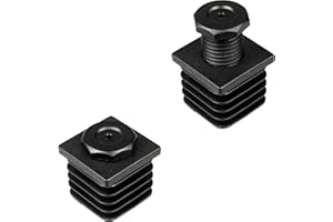 FUX 4 sztuki zatyczek regulacyjnych, ślizgacze regulacyjne, regulacja wysokości, śruba regulacyjna rozmiary: 20 x 20 do 50 x 50 mm - np. do stołów, krzeseł, regałów, mebli, aby wyrównać nierówności (20 x 20 mm, czarne)