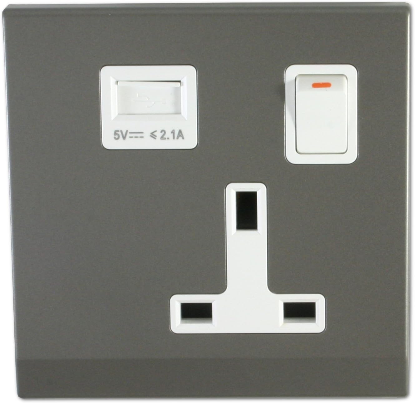 Retrotouch Simplicity Mid Grey Single Socket with USB - SKU07362