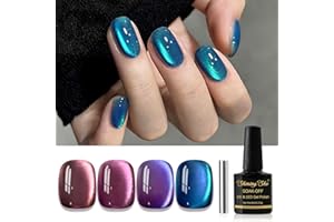‎SHINING SHE Shining She UV Nagellack CatEye, 4 Farben Holographisch Rosa Lila Blau Bunte Galaxie Magnet Cat Eye UV Gel Nagellack Soak-Off Uv nagellack Set für Nagelkunst Maniküre Salon, 8ML