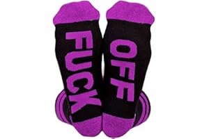 Himozoo Unisex FUCK OFF Socks Funny Casual Cotton Ribbed Knit Half Crew Socks Novelty Gifts for Women Men