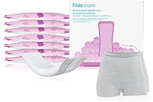 ‎FRIDA MOM Frida Mom Wochenbett Kühlbinden & Einmalunterwäsche | 8 Instant-Kühlpads + 2 blickdichte Slips | Saugfähig, superweich & dehnbar | Für Komfort & Linderung nach der Geburt