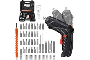 ZHSDUEWN Electric Screwdriver Cordless, 47 in 1 Portable Cordless Screwdriver Set Rechargeable Cordless Drill Rotated 90 Degrees with Led Worklight and USB Cable for Home Office DIY Tools