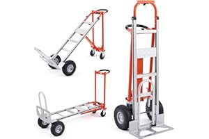 CREWORKS 3-in-1 Folding Hand Truck, Aluminium Alloy Convertible Trolley with Wheels, 450kg Capacity, Lightweight Foldable Platform Cart for Home, Office & Industrial Moving