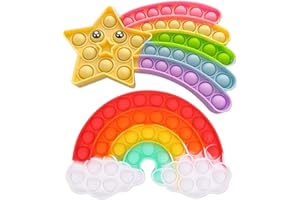 XWFEU 2 Pack Fidget Toys Push Bubble Pop Sensory Fidget Toy Silicone Popping Party Game Toy Stress Anxiety Reliever Toy Birthday Gift Toys for Kids Teens Adults