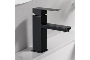 Mursche Wasserhahn Bad Waschtischarmatur Waschbecken - Armatur Schwarz Warm und Kaltwasserhahn Badezimmer Mischbatterie Hochdruck Waschtischwasserhahn Einhebelmischer Badarmatur für Garten Küche