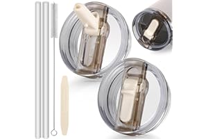 ROMANVIC Stanley pokrywka szczelna, 2 sztuki, zdejmowana, zapasowa pokrywka do kubków 40 ml, 2 słomki do picia, 1 szczotka do słomki i 1 narzędzie do demontażu, pyłoszczelna pokrywka Stanley