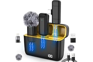 LAVREBU Kabelloses Mikrofon mit Ladehülle für iPhone, iPad, Android, USB-C Lavalier Mikrofon Rauschunterdrückung Ansteckmikrofon für Aufnahmen, YouTube, Facebook, TikTok, Vlog Livestream,Plug and Play