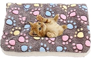 higyee gato | Manta relajante y cómoda para mascotas | franela suave con bonitas huellas patas, manta relajante para gatos interior