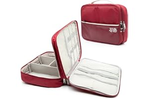 Ruyosn Organizer na kable, wodoszczelny, organizer na kable, duża torba podróżna, torba na elektronikę, podwójna warstwa, organizer elektryczny, akcesoria, organizator, czerwony, Einheitsgröße, organizer na kable torba