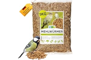 EWL Naturprodukte Mehlwürmer getrocknet 5kg (32,5 ltr). Insektensnack Vögel, Fische, Schildkröten, Nager, Igel, Reptilien, Vogelfutter Wildvögel Ganzjährig Eichhörnchen Futter Hamsterfutter Igelfutter