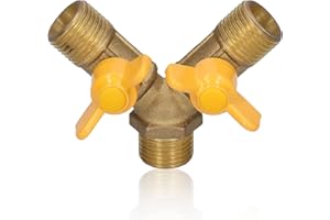 KAKAKE Vanne à gaz à 3 Voies, G 1/2 Raccord Y Laiton Vanne,Vanne de gaz Y à 2 Voies,Robinet de Gaz Diviseur, pour l'arrêt et Le contrôle des appareils à gaz