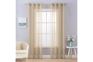 MIULEE Tende Trasparenti Con Occhielli Morbidi Finestre per Salotto Eleganti Soggiorno per Camera da Letto e Tende Cameretta Bambini 2 Pannelli 140x225cm Castagno