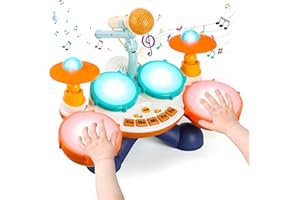 AIDODO Kit de batterie pour bébé, jouets de batterie pour les tout-petits, instruments de percussion, jouets musicaux de batterie, cadeaux d'anniversaire pour les garçons de 1 à 2 ans et les filles de 3 ans.