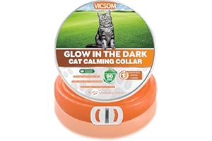 VICSOM Gatti Collare Calmante, Luminoso Collari Calmanti ai Feromoni, Anti-Ansia Luminoso Collare Naturale Calmante per Gatti, Regolabile e Impermeabile per Gatti di Varie Taglie 18.9In 1Pz-Arancione