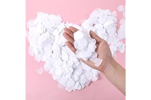 ERTZINLA Heart Shaped Paper Biodegradable Confetti 10000pcs, White Confetti for Valentine's Day, Wedding Birthday Party Balloon Decoration