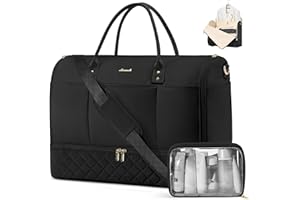 LOVEVOOK Kleidersack Reisetasche Damen 2 in 1, Umwandelbare Weekender groß mit Schuhfach, Anzugtasche aufklappbar, wasserdichte Handgepäck Tasche, Garment Bag für Business Reise Anzug, Schwarz