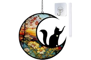 Wekuw Personalisierte Hundes-Gedenktafeln Buntglas-Katzen-Gedenk-Sonnenfänger Bunte Acryldekoration Haustier Hanging Decoration Fensterschmuck Auf Erinnerungsgeschenke für Haustiere (M1)