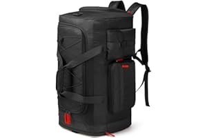 Lyweem Large Duffle Bag Backpack for Travel, 70L Heavy Duty Gym Duffel Bag for Men Women with Shoes Compartment, Sports Holdall Backpack for Weekend Overnight Traveling, Black