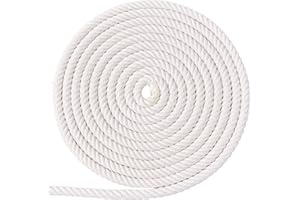 XINSHUNCAN Cotton Rope 10mm 4M,Natural White Thick 4 Strand Twisted Cotton Rope for DIY Craft,Wall Hanging,Plant Hangers,Macrame,Gardening,Knotting Decorative Projects