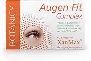 ‎BOTANICY BOTANICY Augen Fit Complex - Augenvitamine Hochdosiert mit patentiertem XanMax® - Lutein Zeaxanthin Kapseln mit Vitamin A - auch für Brillenträger - 60 Kapseln