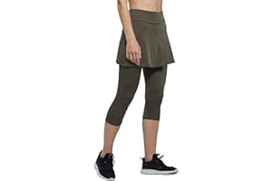 Westkun Womens Slit Cut Tennis Skirt with Leggings Skirted Capris Trousers with Pockets