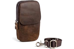 Hengwin Oryginalna Skórzana Torba Kurierska dla Mężczyzn, Etui na Telefon, Torebka z Paskiem na Ramię, Mała Portmonetka Podróżna, Saszetka na Smartfona z Klipsem do Paska