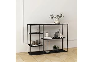 ‎[EN.CASA] [en.casa] Standregal Isojoki Bücherregal Metallregal Wohnzimmer Schwarz Regal stehend 120 x 35 x 88 cm