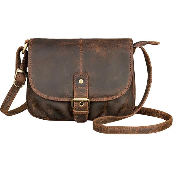 BERLINER BAGS Marbella Small Leather Crossbody Bag - Genuine Buffalo Leather, Vintage Style - View #7