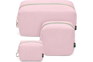 PLAYEXEN 3 PCS Neceser Maquillaje para Niñas Mujers Neceser de Viaje Portátil Bolsa de Cosméticos de de Pana Bolso de Lavado Organizadora Maquillaje Tarajets Almacenamiento Regalo Cumpleaños Navidad(Rosa)