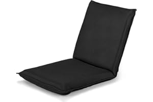 COSTWAY Silla Plegable de Suelo Silla de Piso con Respaldo Ajustable de 6 Posiciones Silla Tapizada para Salón Dormitorio Estudio (Negro)