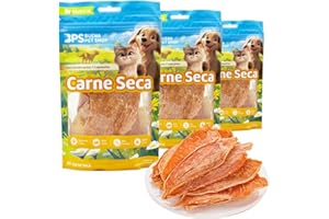 BPS BUENA PET SHOP BPS Suszone mięso z kurczaka dla psów i kotów 100% czyste mięso, liofilizowane, bogate w białko, o niskiej zawartości tłuszczu, bez dodatków zdrowe przekąski dla zwierząt domowych (3 szt., Suszone