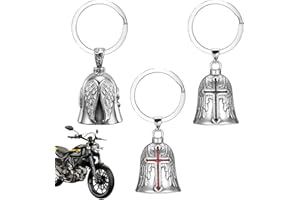CARRENEU Lot de 3 clochettes de motard - Clochettes de moto - Porte-clés de motard - Cloche de moto - Porte-bonheur - Convient pour accessoires de moto ou porte-clés, argenté, MOTUO