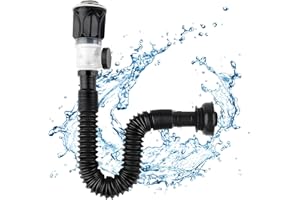 ODEIP Sink Waste Kit Universal Bathroom Sink Waste Kit with Flexible Waste Pipe & Pop-up Filter Drain Plug Basin Waste Kit Odour-Proof Insect Siphon Sink Kit 300-1000mm Can Be Extended